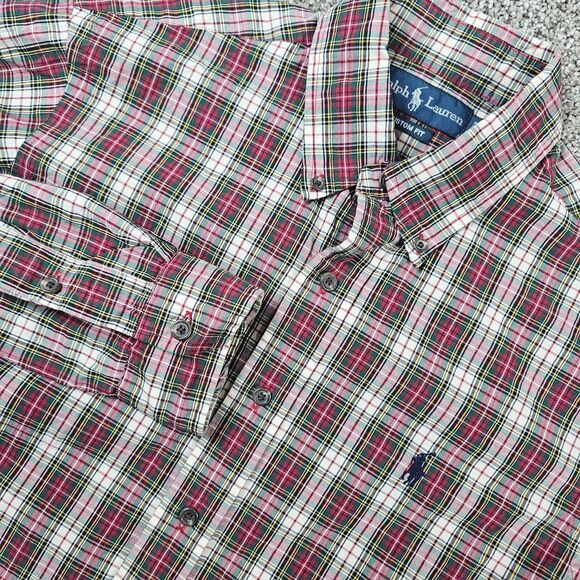 Lauren Ralph Lauren Other - Ralph Lauren Shirt Mens Medium White Tartan Custom Fit Long Sleeve Vintage 90s